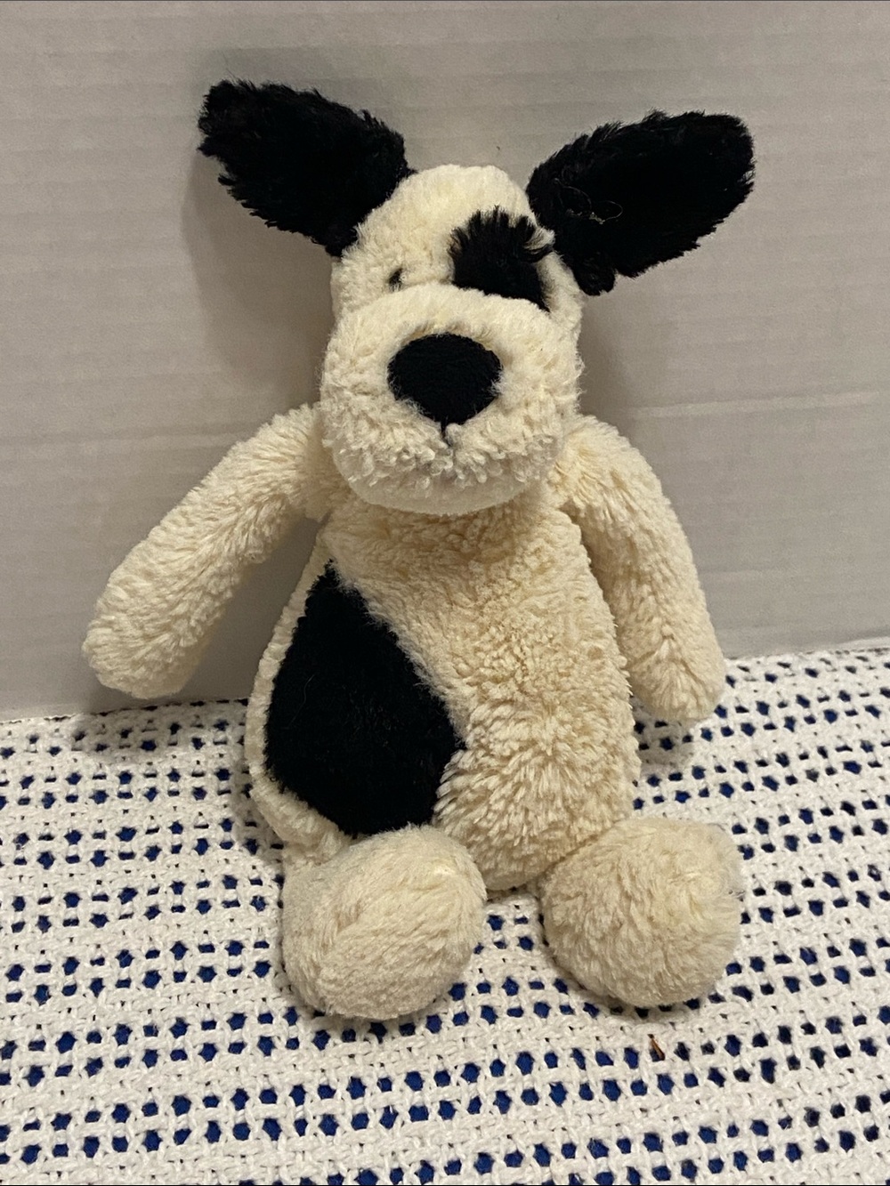 Jellycat London MINI 7” Bashful Black & Cream Puppy 7” mini plush EUC